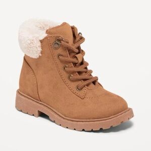 Old navy Faux-Suede Lace-Up Sherpa-Cuff Boots